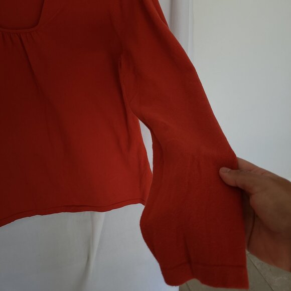 Woman East 5th Red Orange Long Sleeve Blouse Size XL - Picture 7 of 8